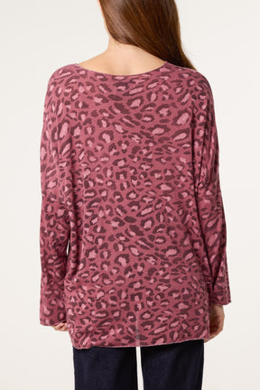 Leopard Print Fine Knit Jumper