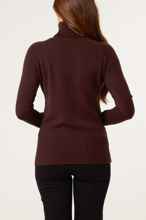 Roll Neck Button Cuff Jumper