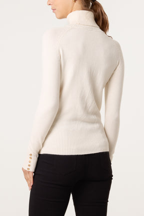 Roll Neck Button Cuff Jumper
