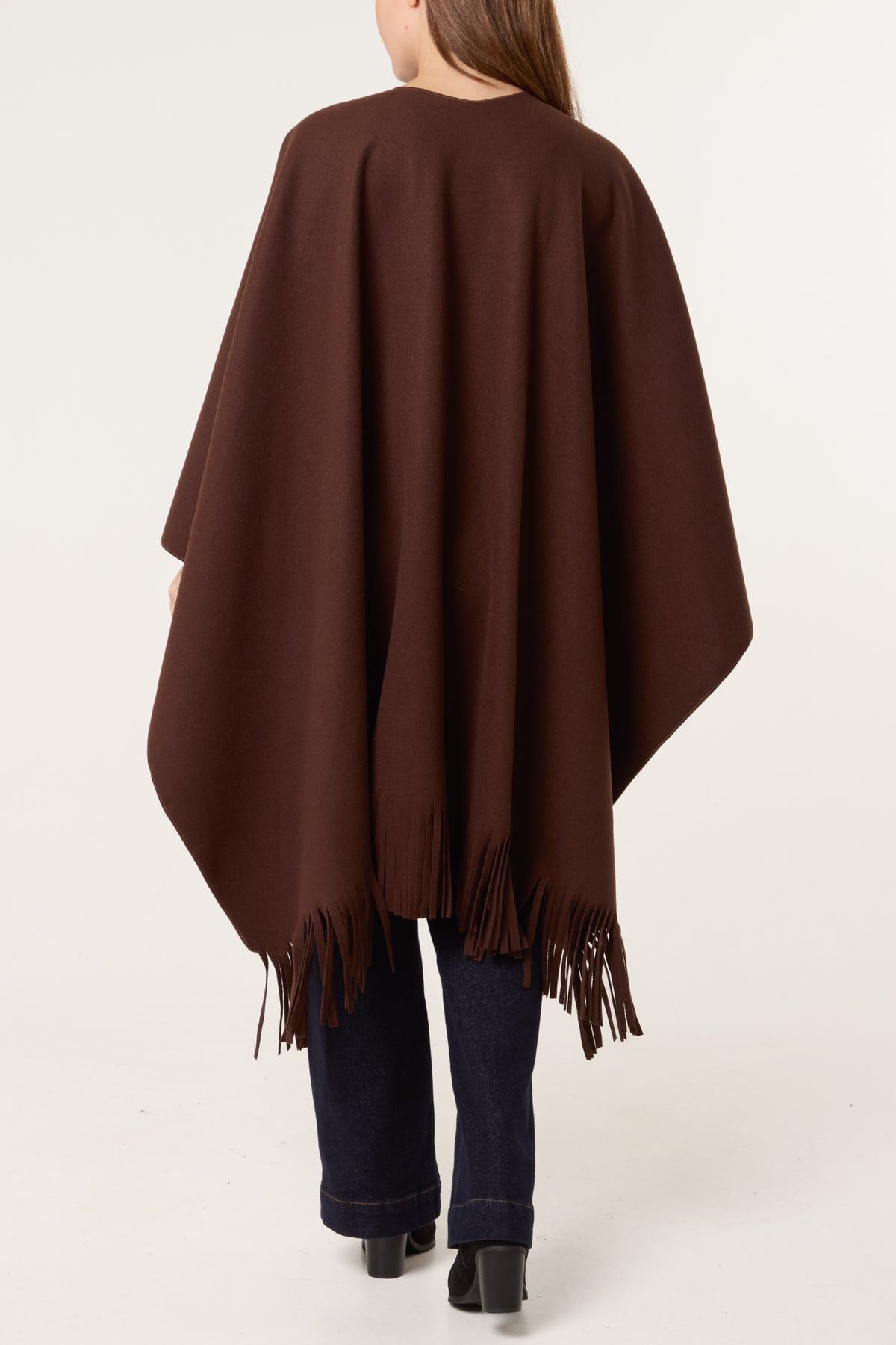 Brooch Fringe Hem Cape