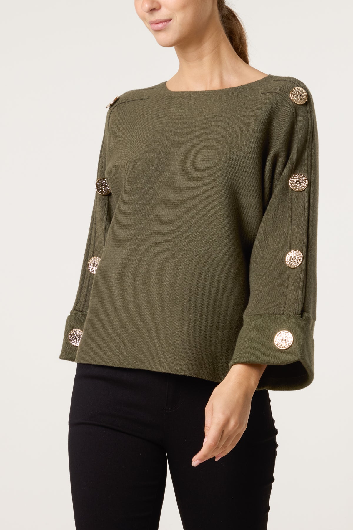 Gold Button Detail Jumper