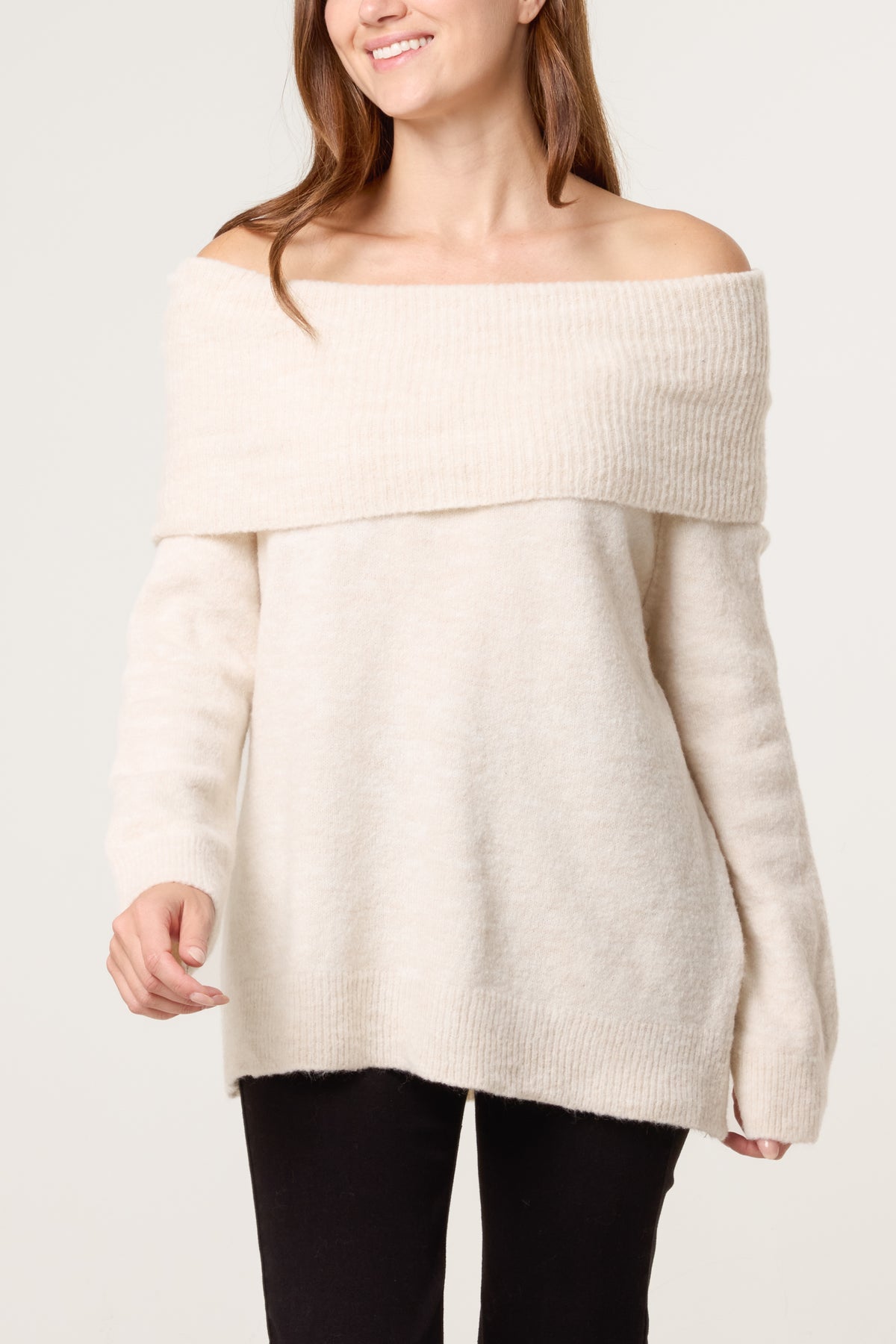 Off The Shoulder Wool Blend Jumper
