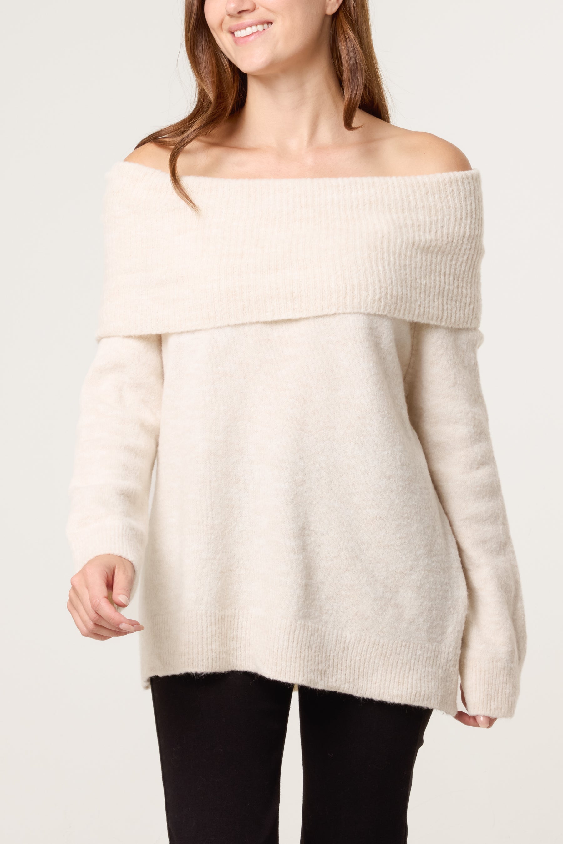 Off The Shoulder Wool Blend Jumper