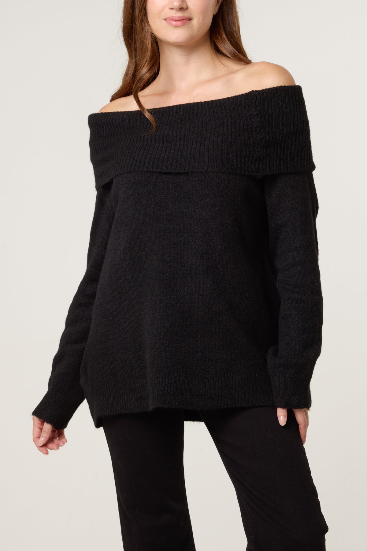Off The Shoulder Wool Blend Jumper