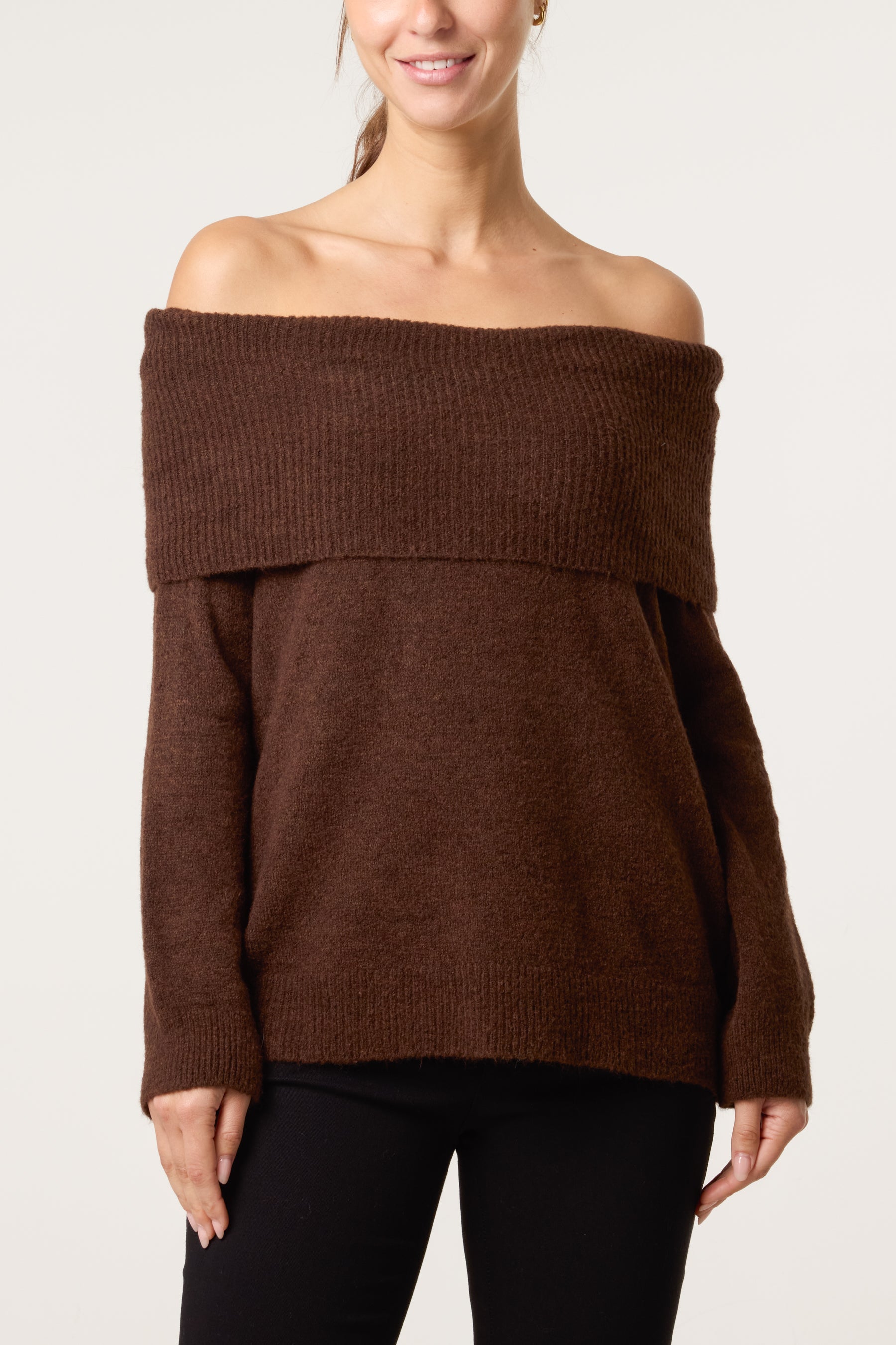 Off The Shoulder Wool Blend Jumper