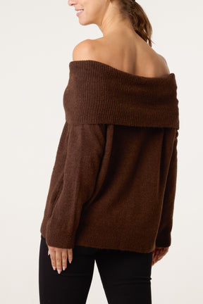Off The Shoulder Wool Blend Jumper