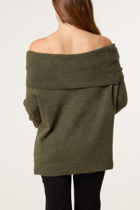 Off The Shoulder Wool Blend Jumper