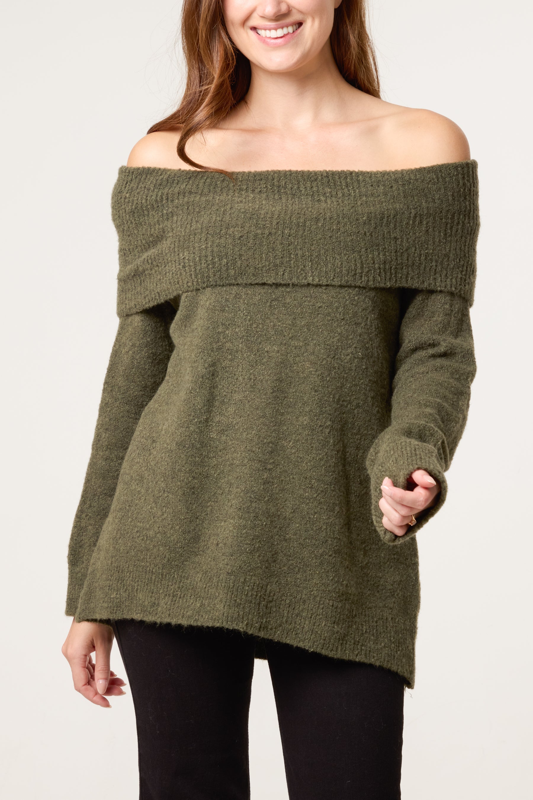Off The Shoulder Wool Blend Jumper
