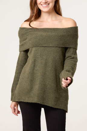 Off The Shoulder Wool Blend Jumper
