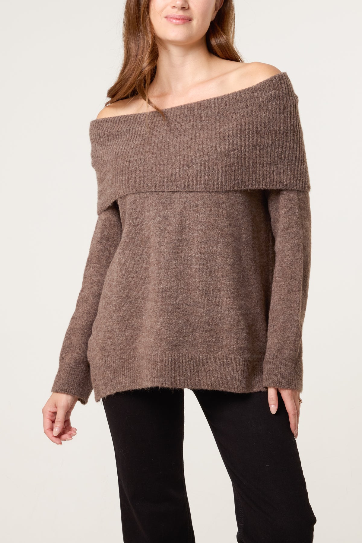 Off The Shoulder Wool Blend Jumper