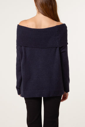 Off The Shoulder Wool Blend Jumper