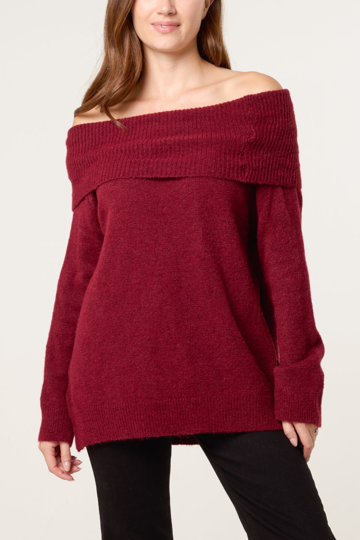 Off The Shoulder Wool Blend Jumper