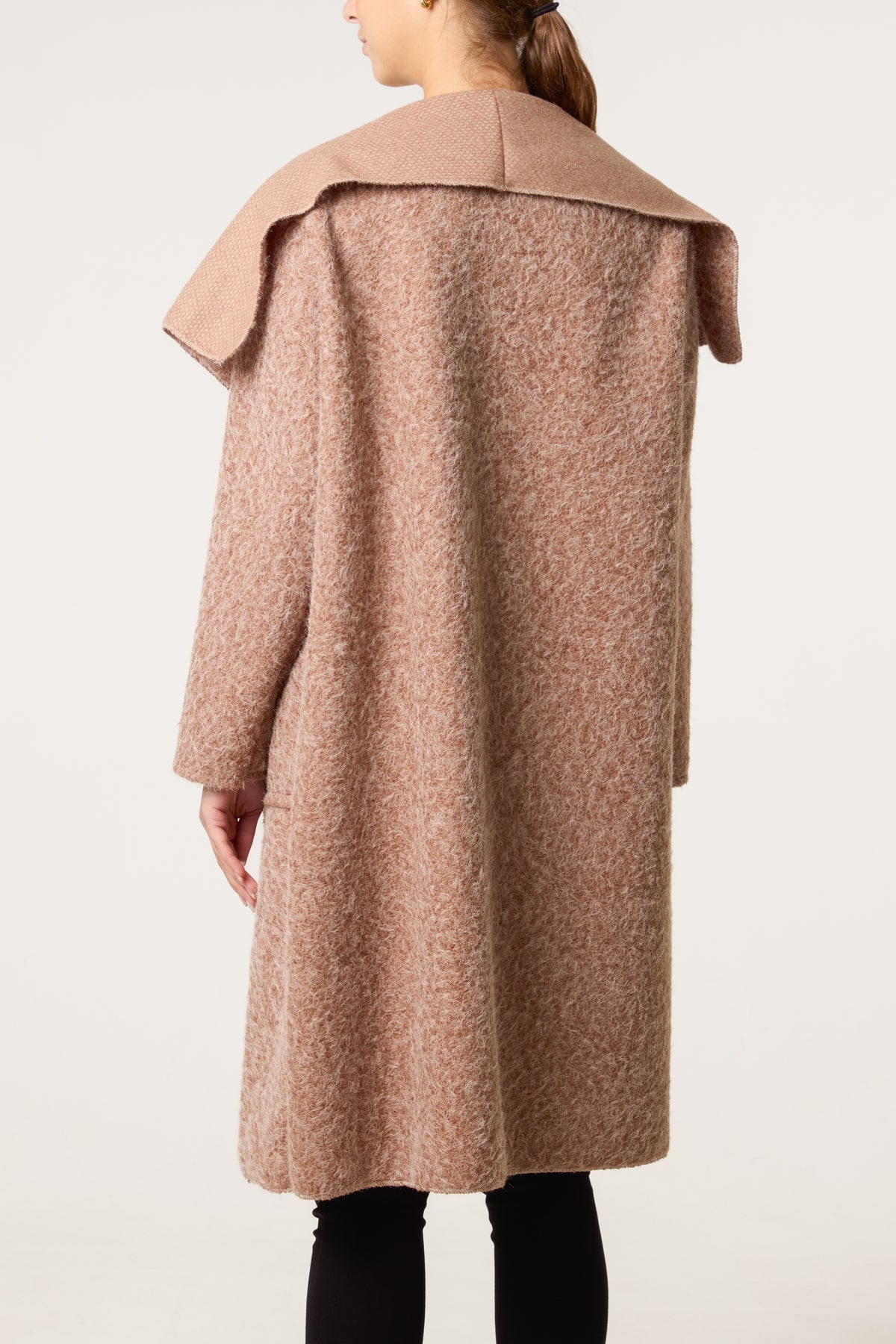 Brushed Wool Like Waterfall Coat
