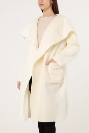 Brushed Wool Like Waterfall Coat