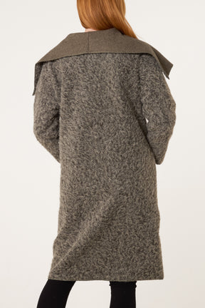 Brushed Wool Like Waterfall Coat