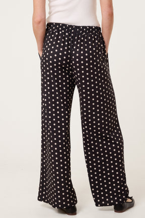 Polka Dot Jersey Wide Leg Trousers