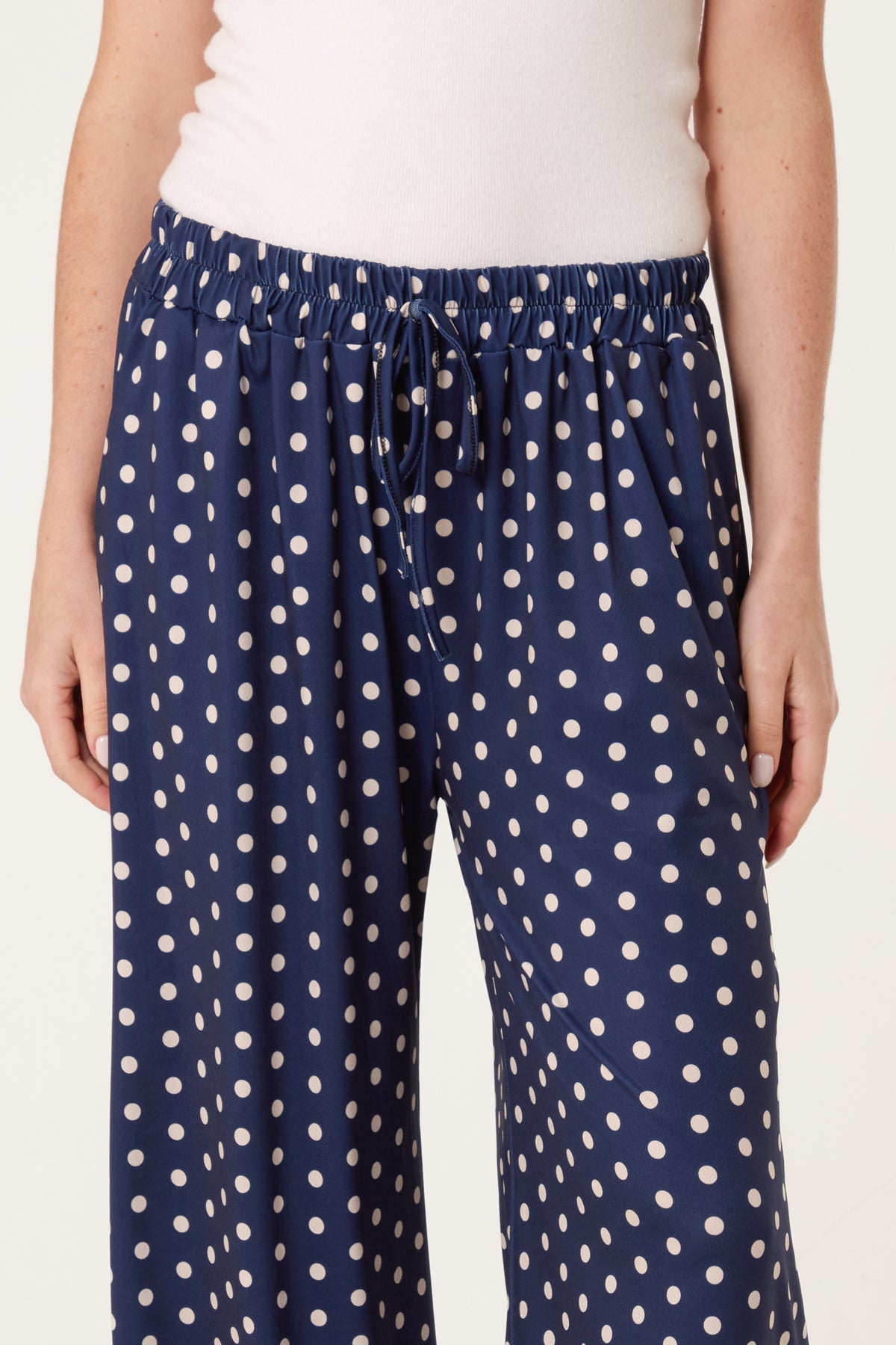 Polka Dot Jersey Wide Leg Trousers