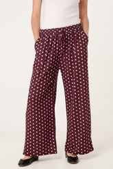 Polka Dot Jersey Wide Leg Trousers