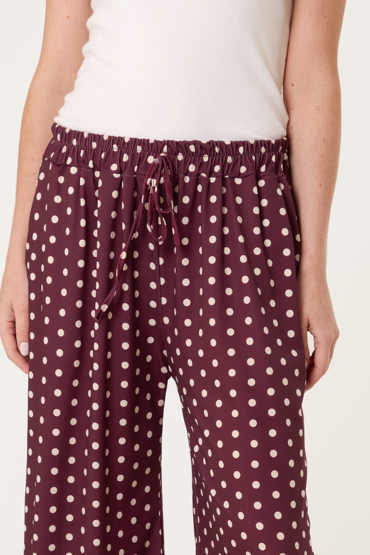 Polka Dot Jersey Wide Leg Trousers