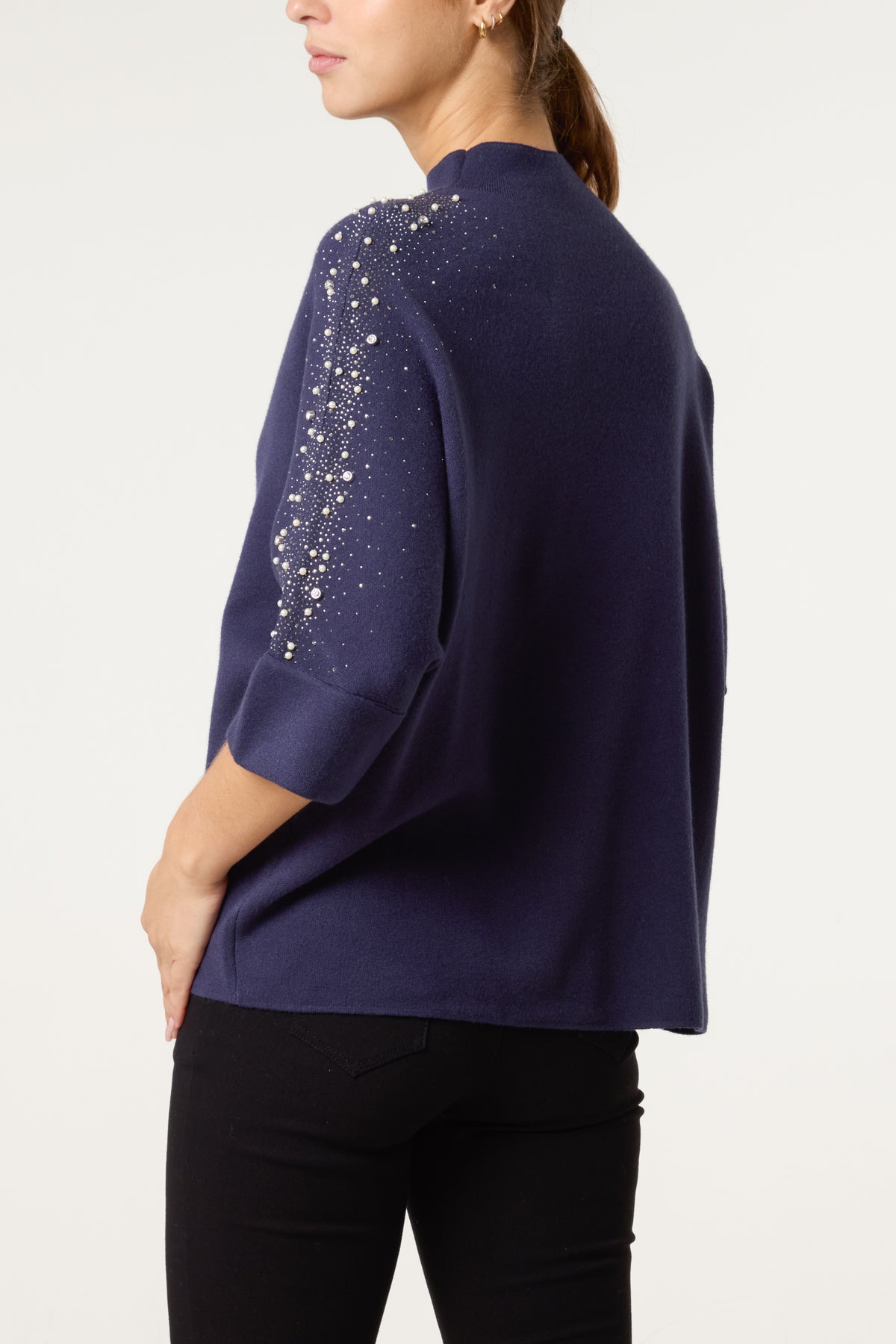 Pearls & Diamante Highneck Jumper