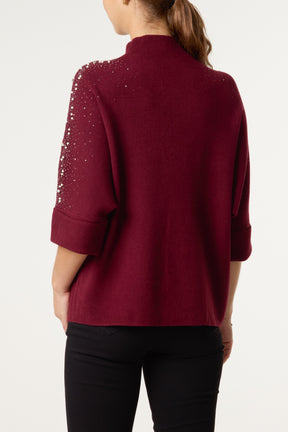 Pearls & Diamante Highneck Jumper