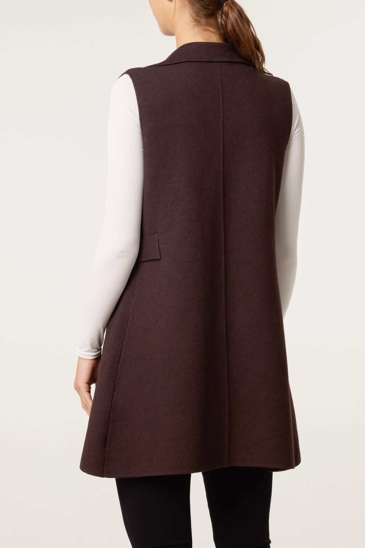 Lapel Collar Pockets Knitted Vest