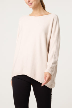 Boat Neck Back Button Jumper