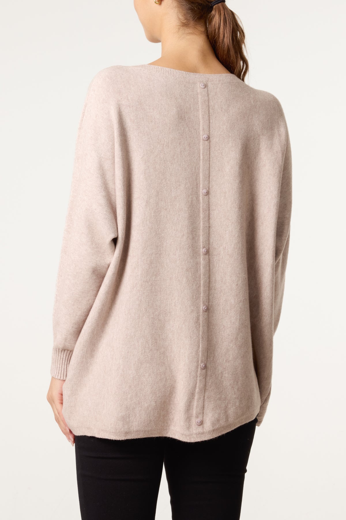 Boat Neck Back Button Jumper