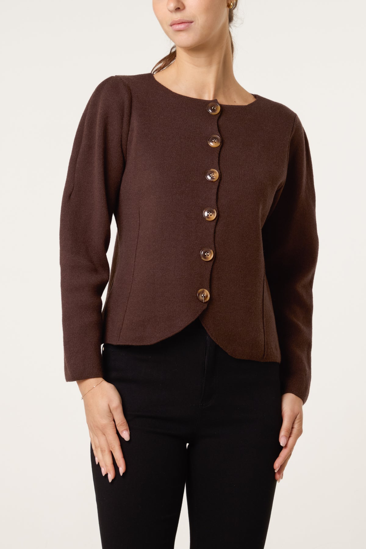 Boat Neck Fitted Cardigan