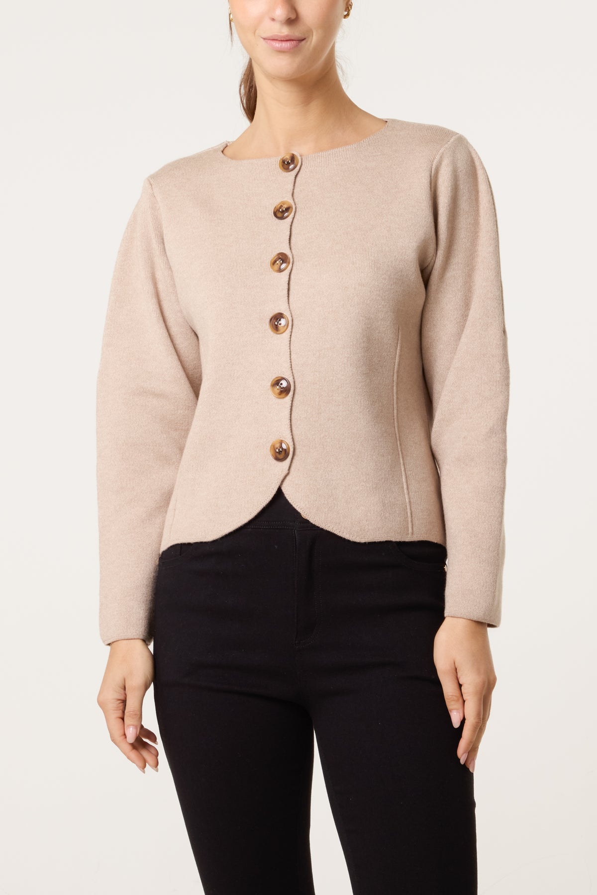 Boat Neck Fitted Cardigan