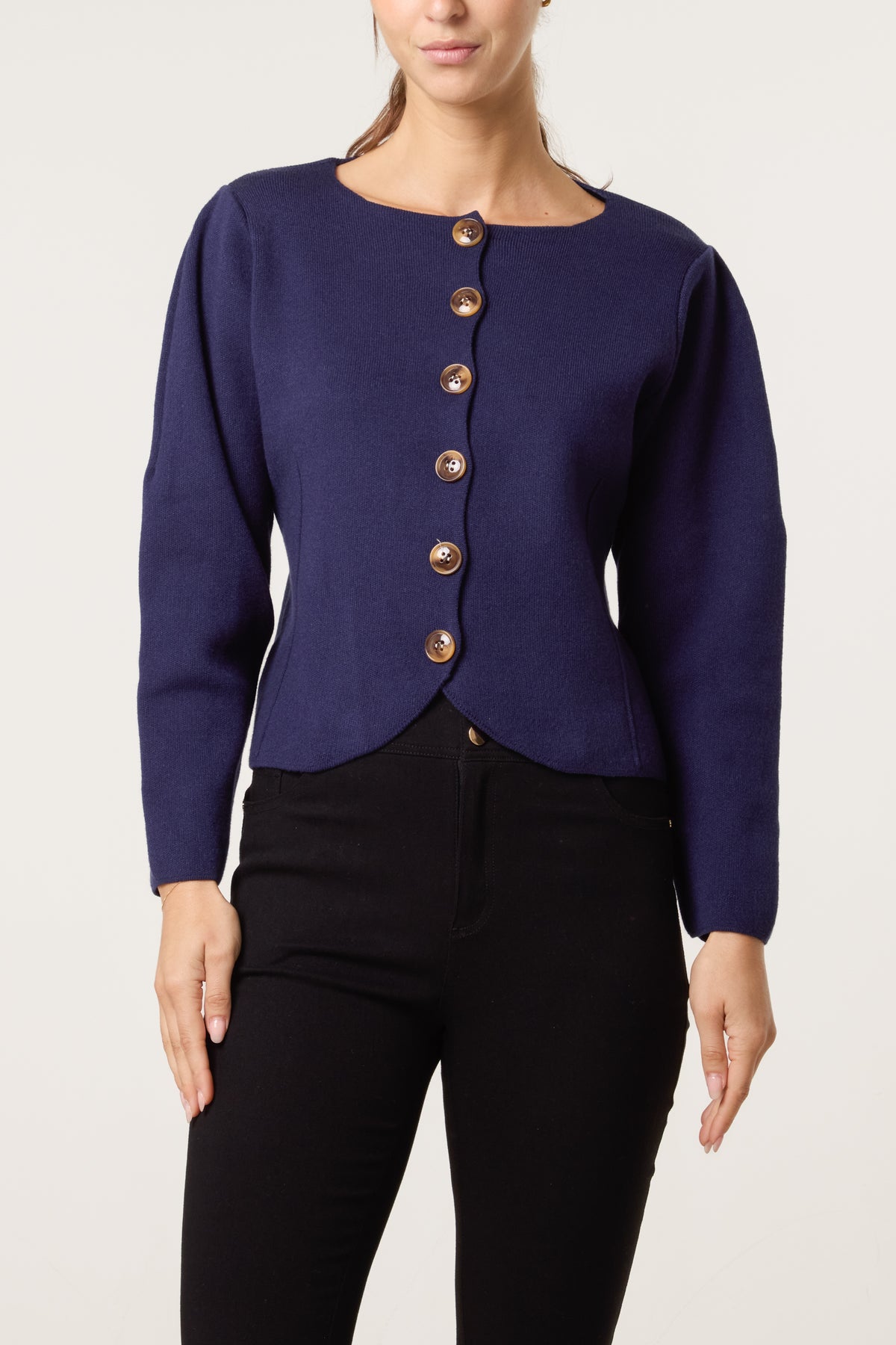 Boat Neck Fitted Cardigan
