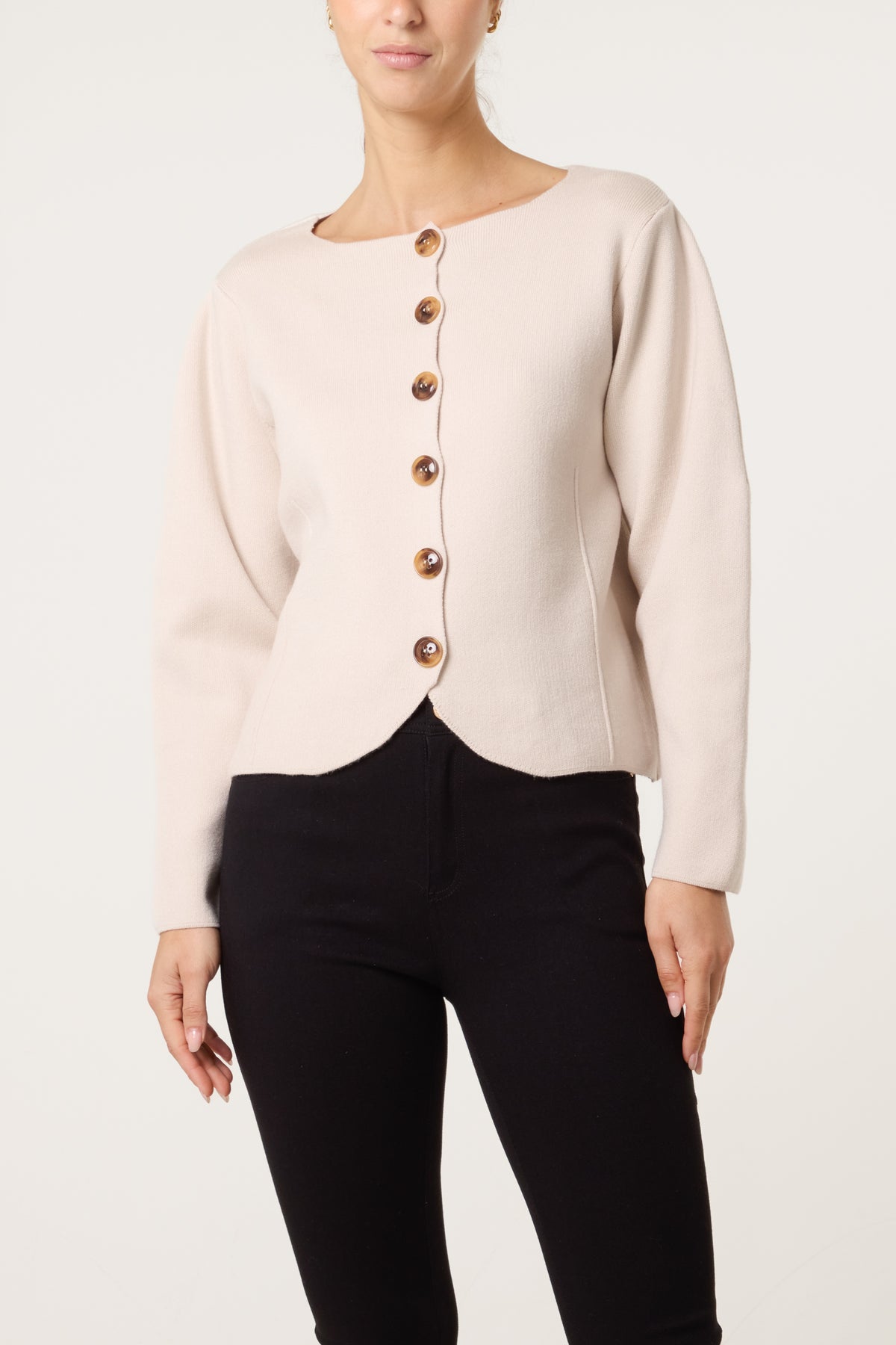 Boat Neck Fitted Cardigan