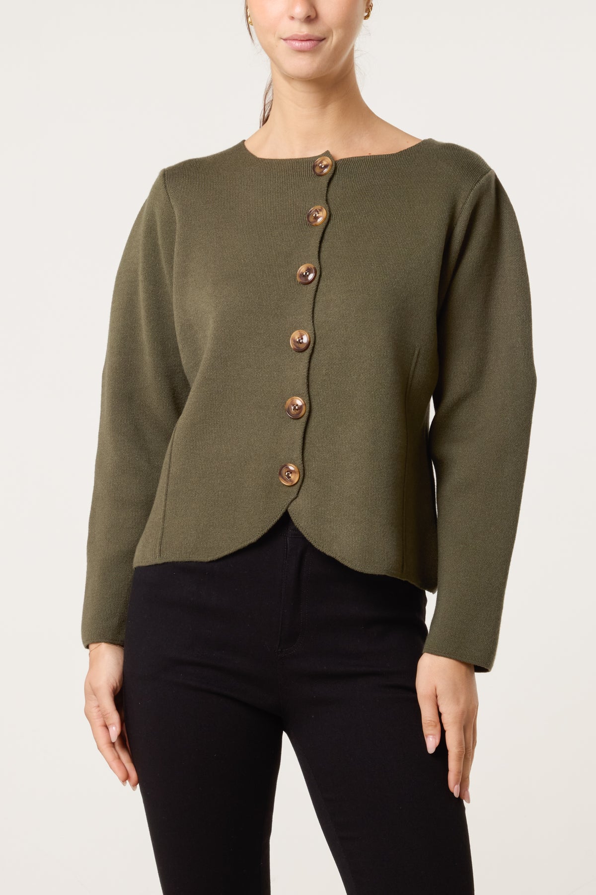 Boat Neck Fitted Cardigan