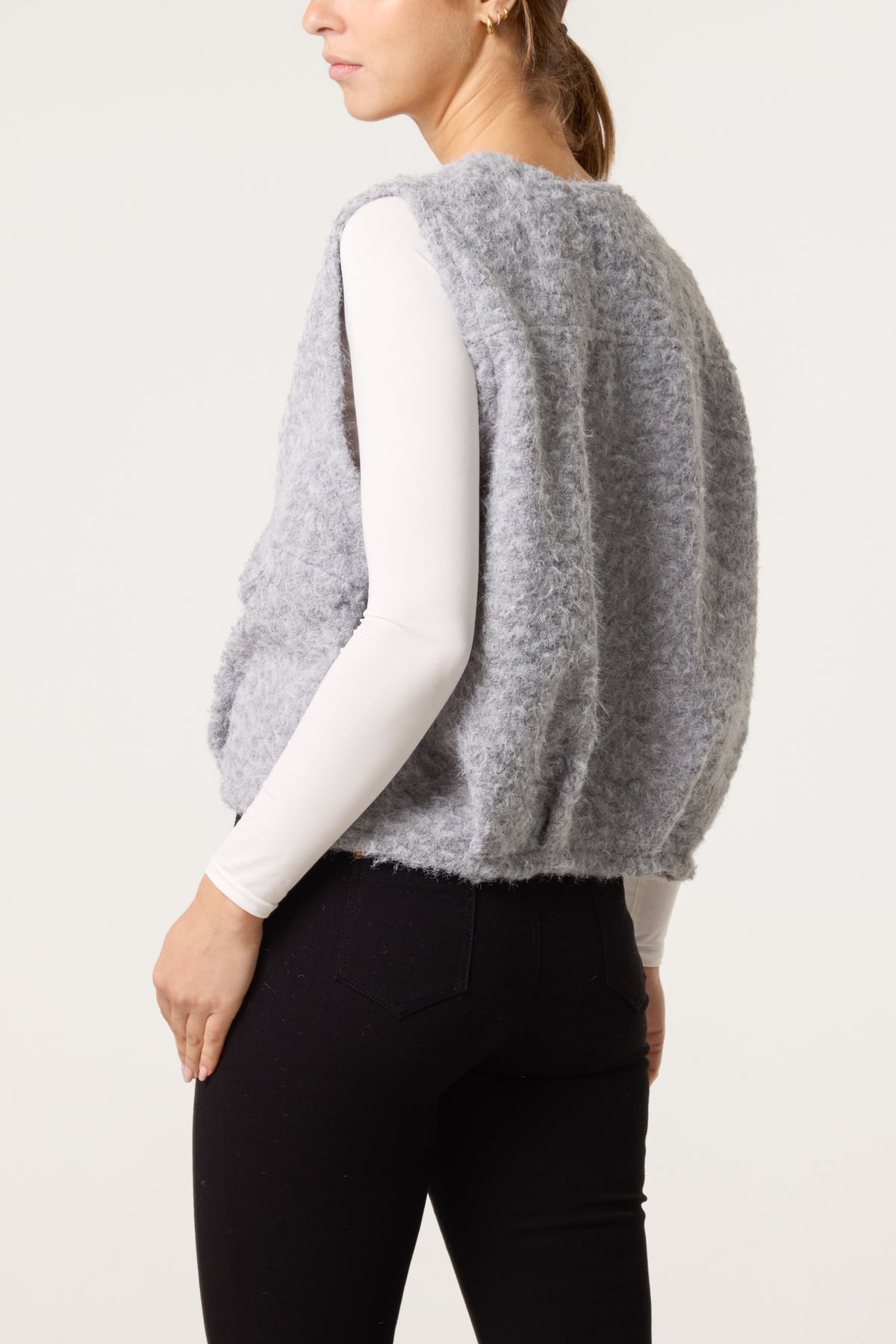 Zip Up Wool Blend Pockets Vest
