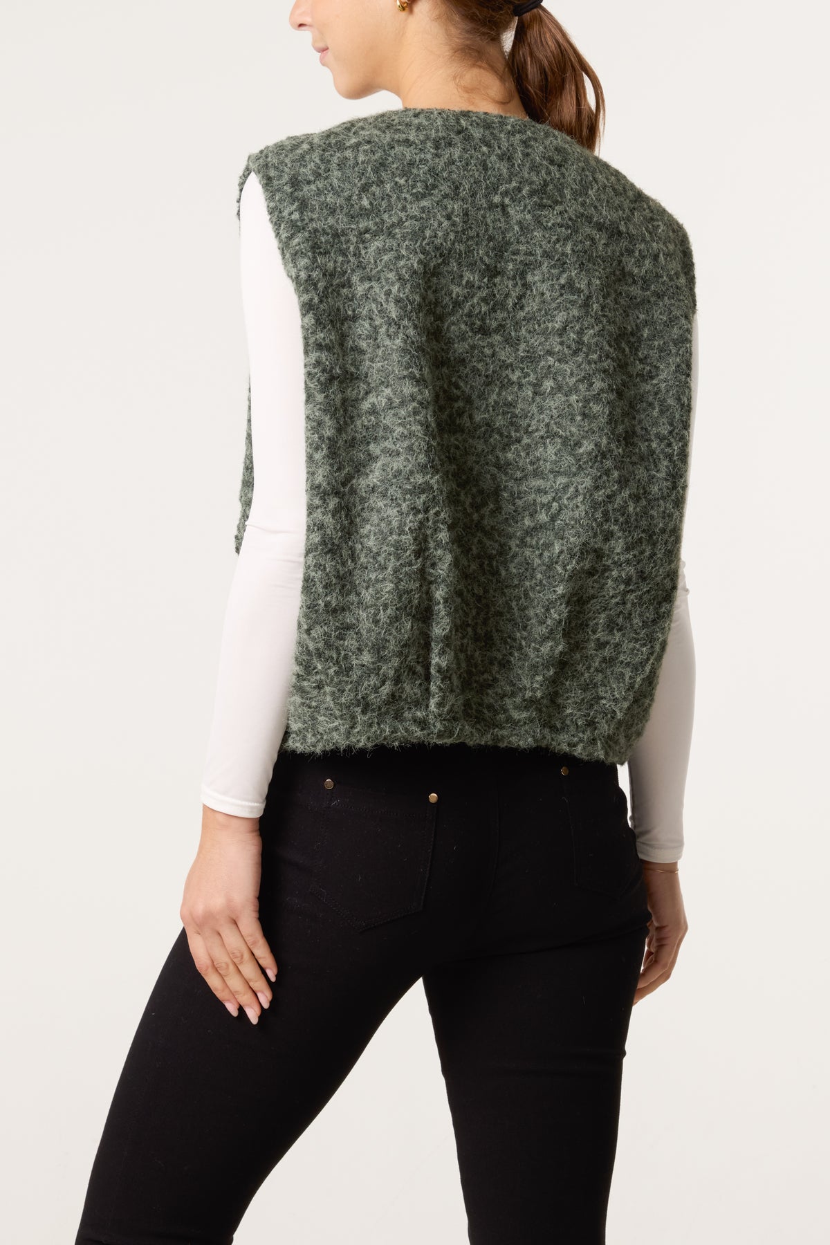 Zip Up Wool Blend Pockets Vest