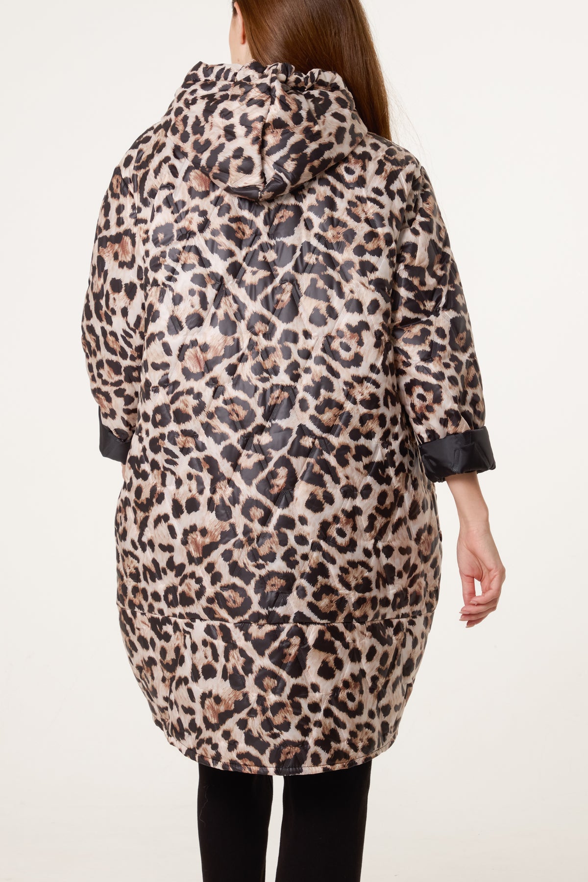 Hooded Leopard Print Zip Parka