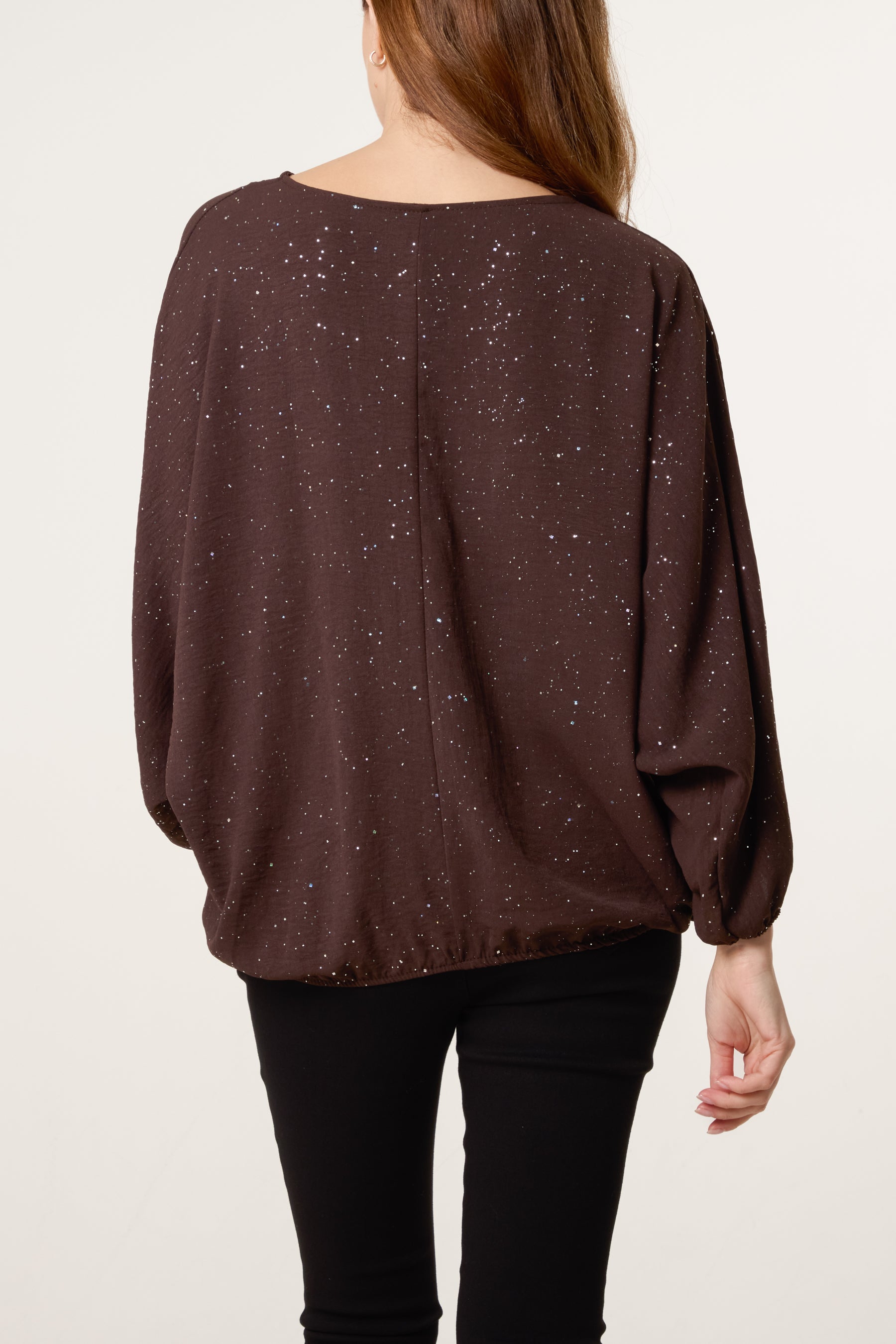 Metallic Glitter Batwing Blouse