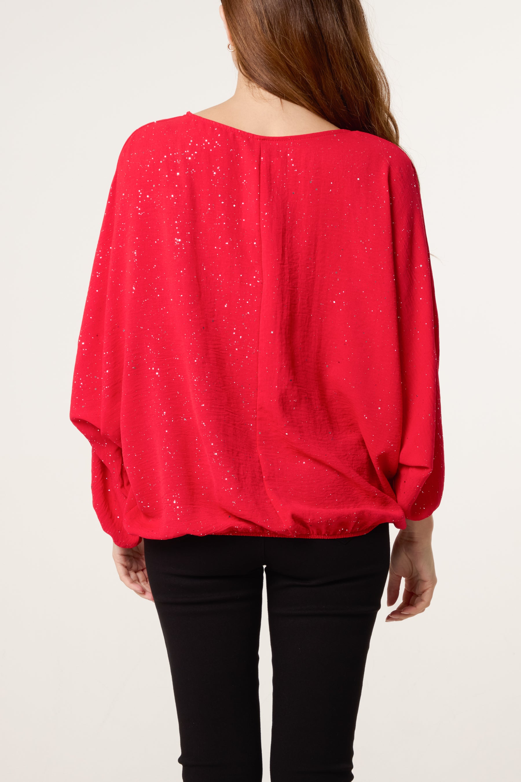 Metallic Glitter Batwing Blouse