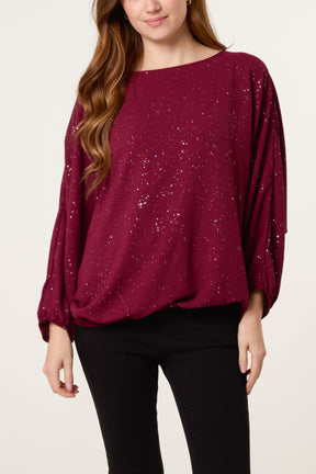 Metallic Glitter Batwing Blouse