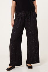 Metallic Glitter Wide Leg Trousers