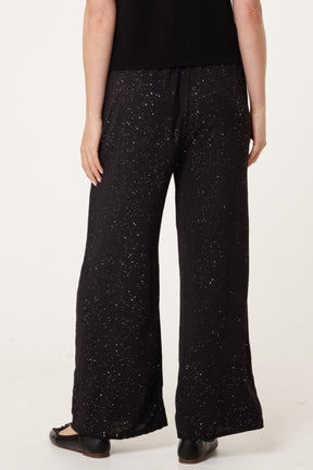 Metallic Glitter Wide Leg Trousers