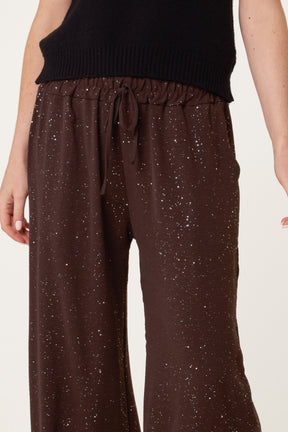 Metallic Glitter Wide Leg Trousers