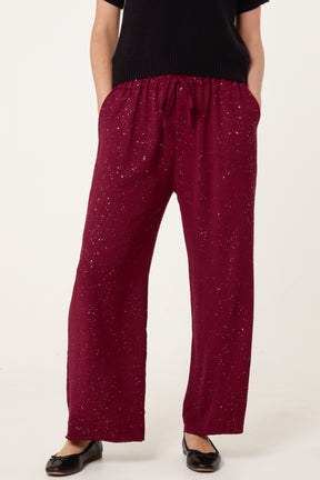 Metallic Glitter Wide Leg Trousers