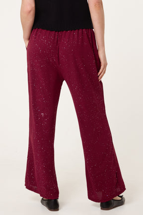 Metallic Glitter Wide Leg Trousers