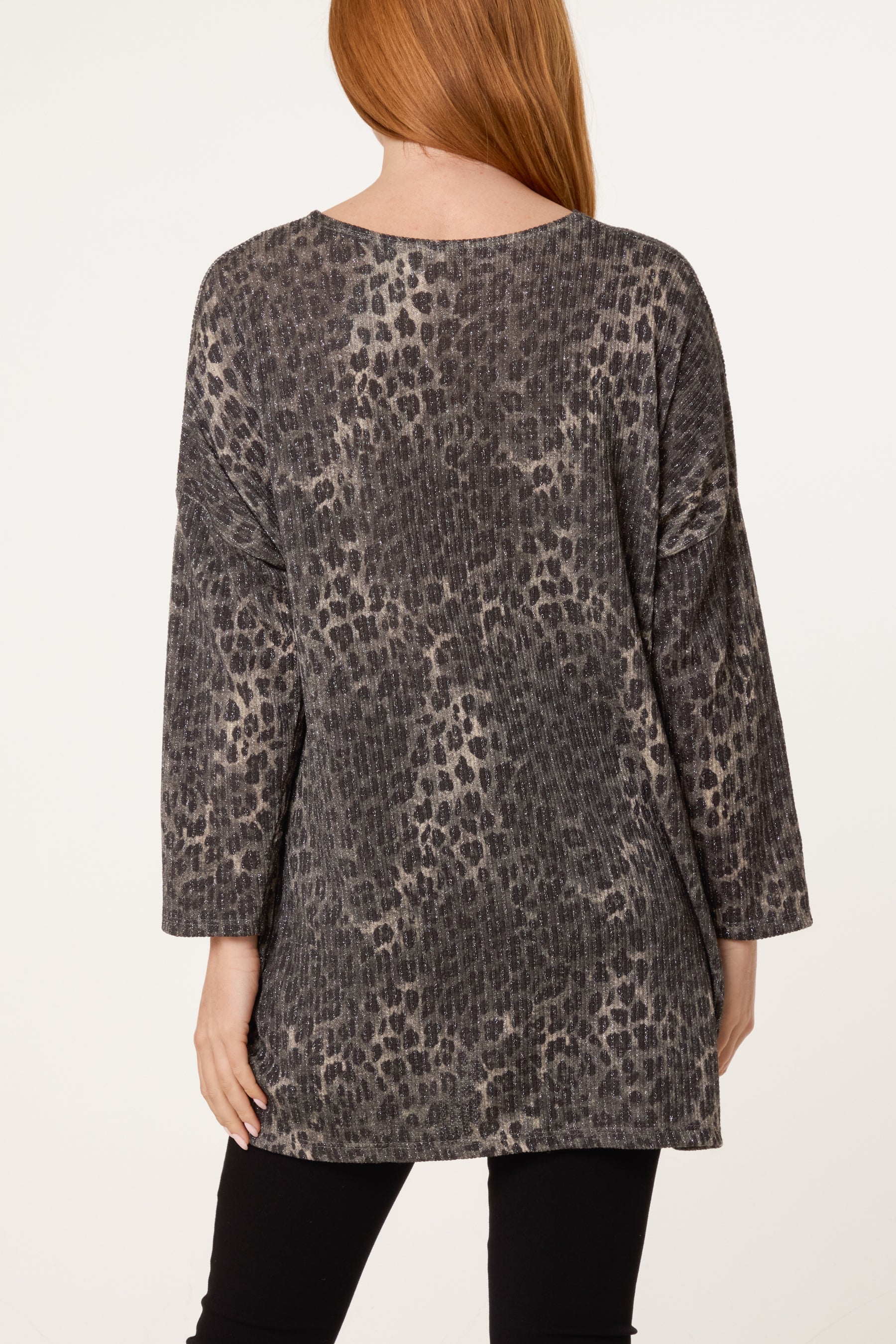 Animal Print Lurex Knitted Top