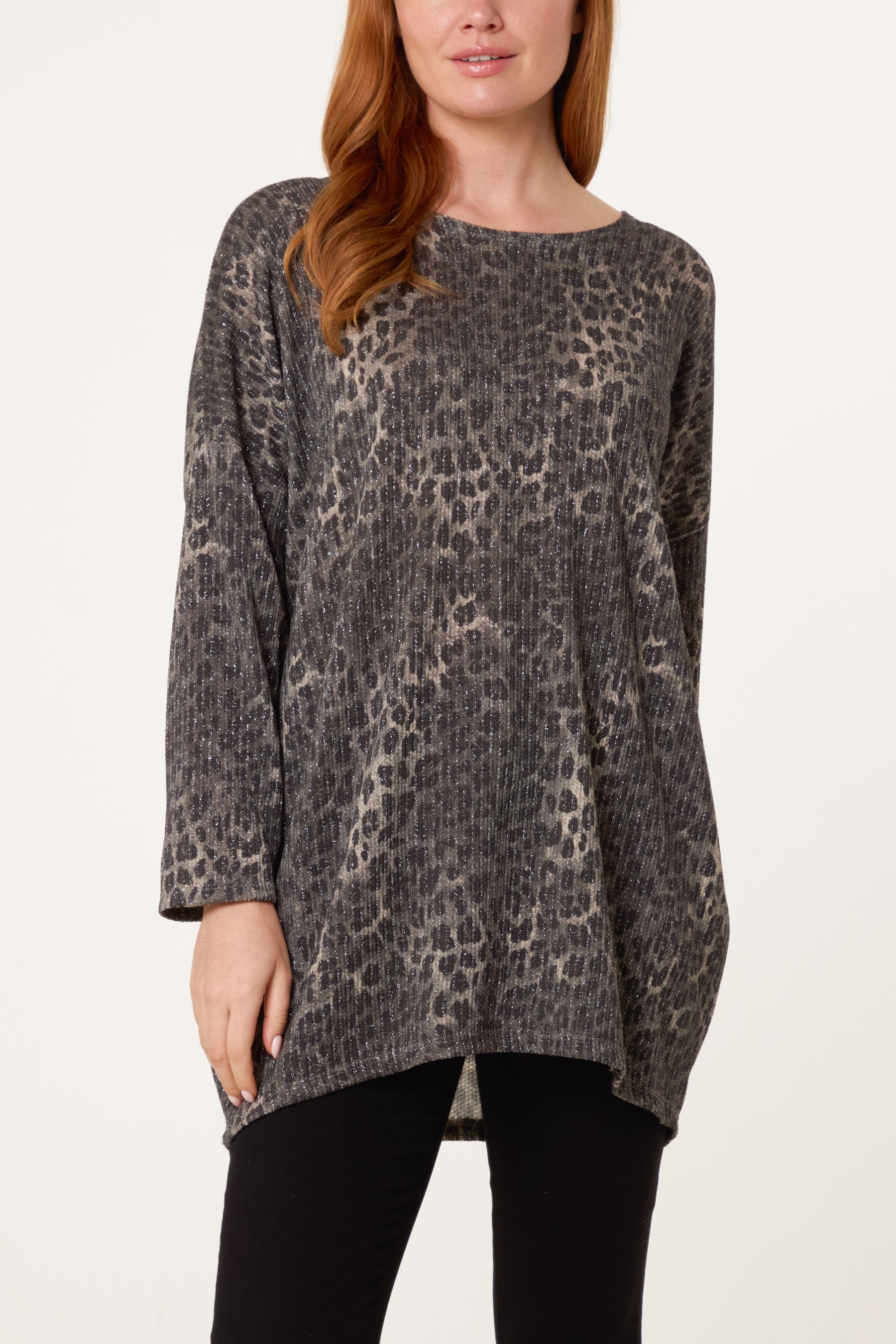 Animal Print Lurex Knitted Top