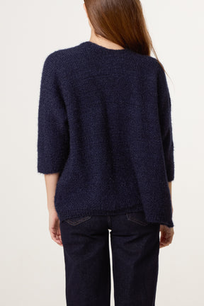 Fluffy Knit 3/4 Sleeve Cardigan