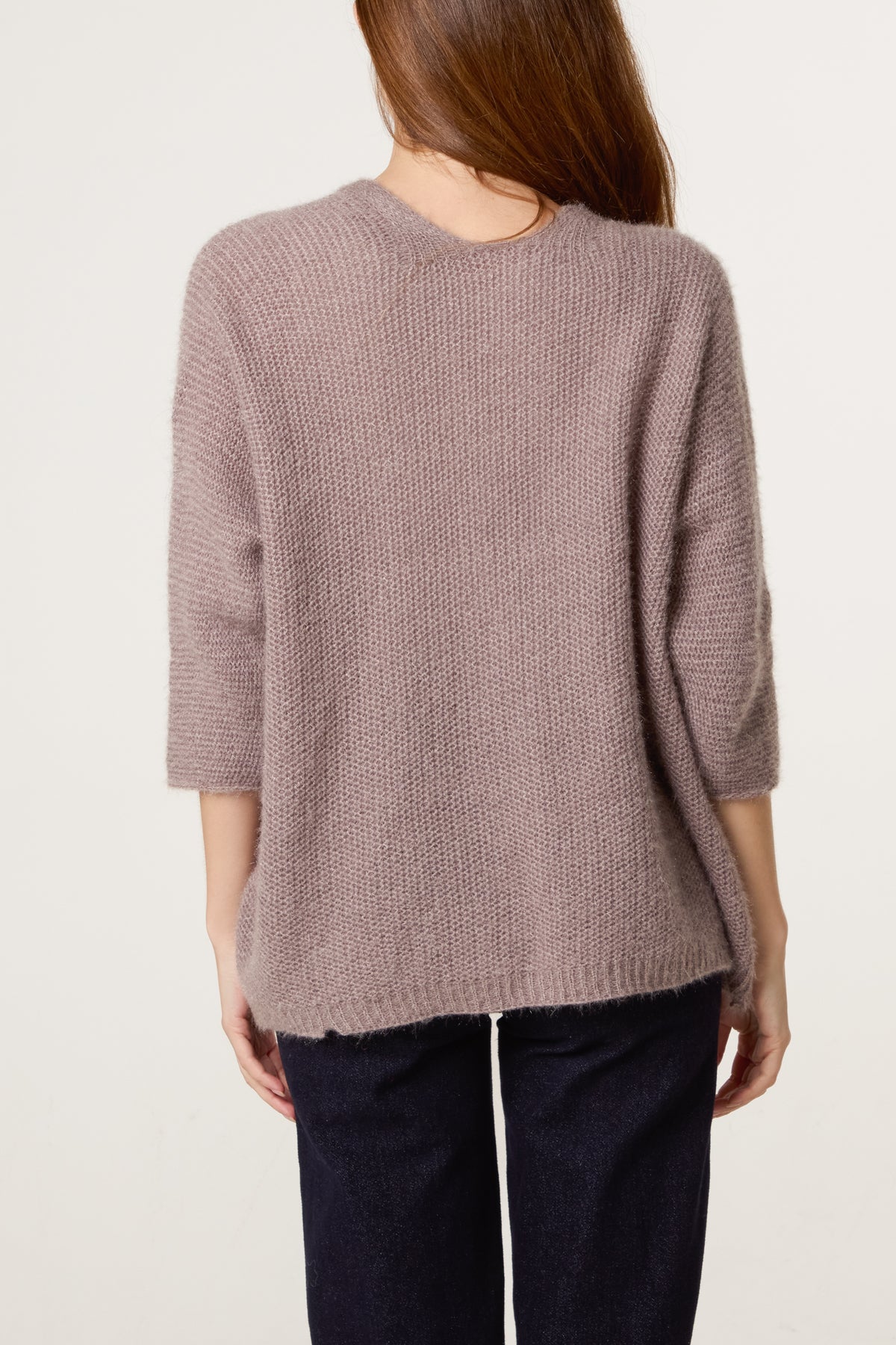 Fluffy Knit 3/4 Sleeve Cardigan