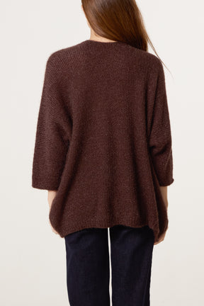 Fluffy Knit 3/4 Sleeve Cardigan