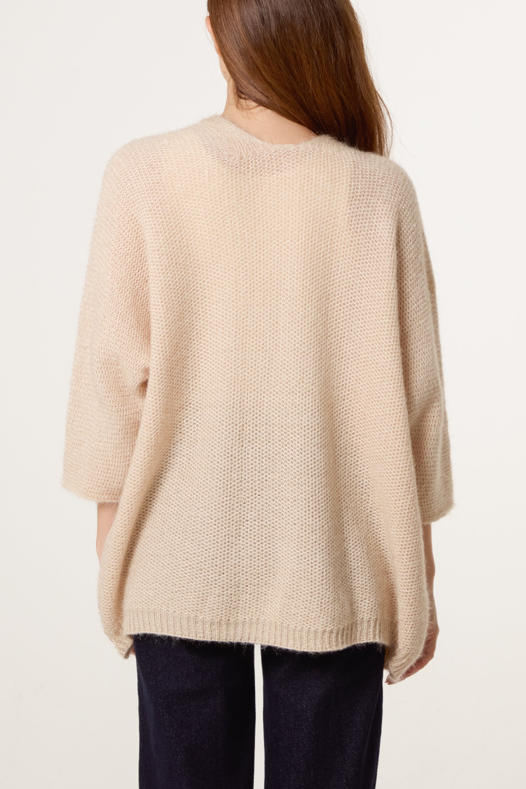 Fluffy Knit 3/4 Sleeve Cardigan